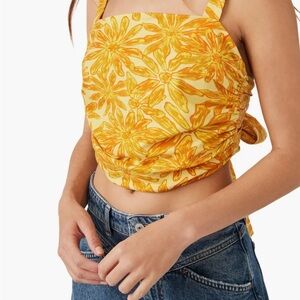 Free People All Tied Up Tank Top | Yellow Floral Crop Top | Never Worn